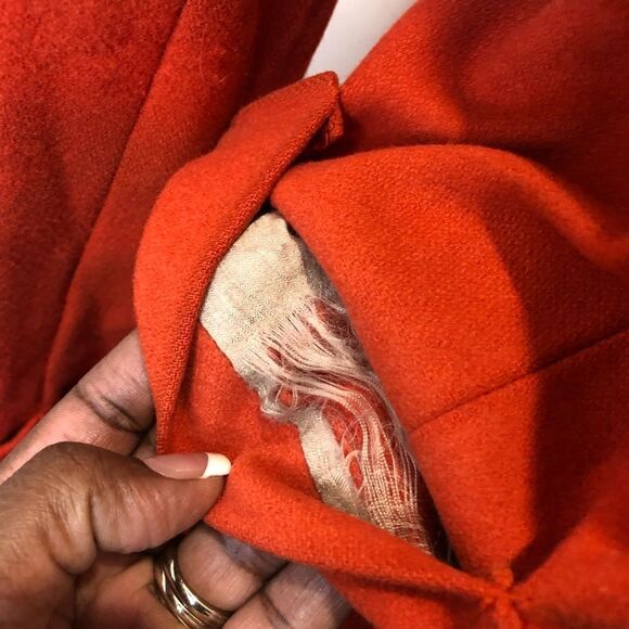 Banana Republic orange belted pea coat with hood size medium - Picture 14 of 16